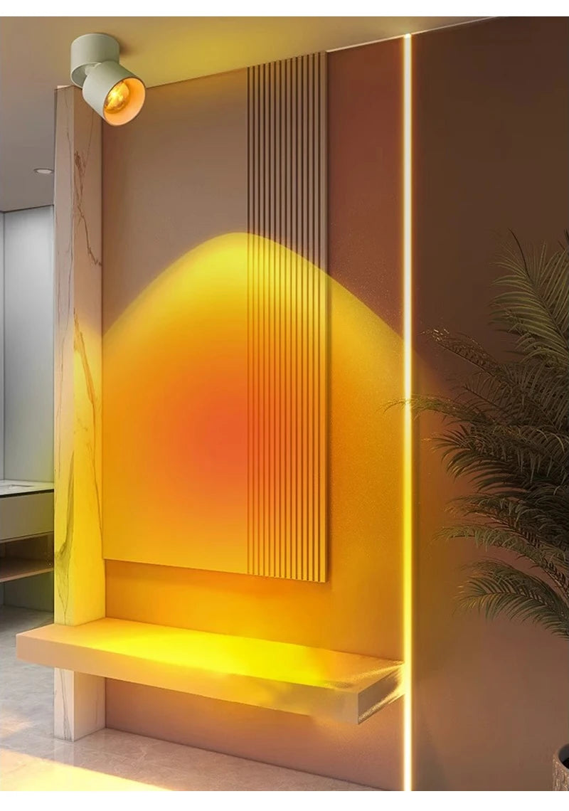 LED Sunset Lamp - Adjustable Angle Ceiling Spotlight | Modern Surface Mounted Light