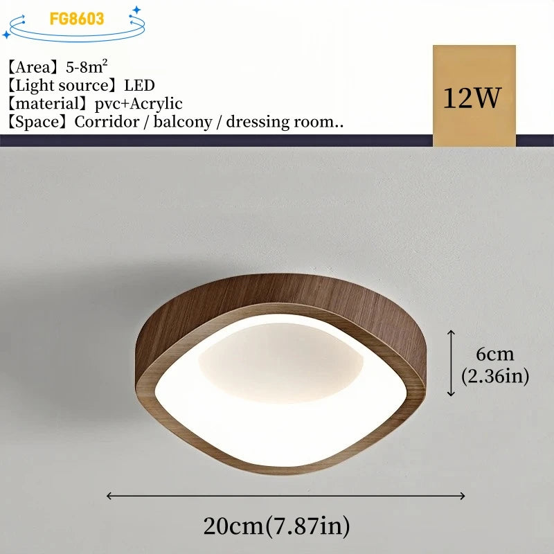 Nordic Minimalist Wood Grain Surface Mounted Ceiling Lamp