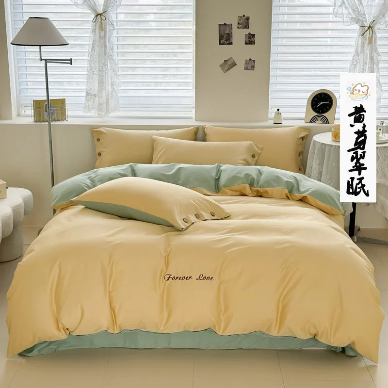 100% Cotton Two Tone Soft Skin Friendly Duvet Cover Set