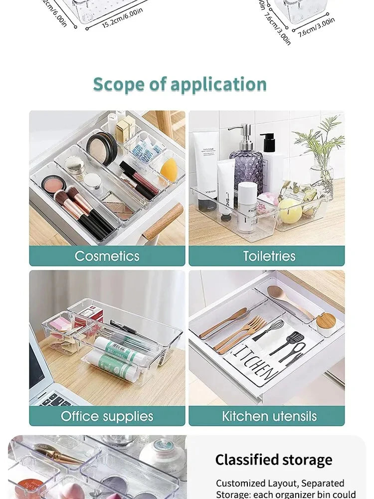 Clear Plastic Drawer Organizer Tray Set