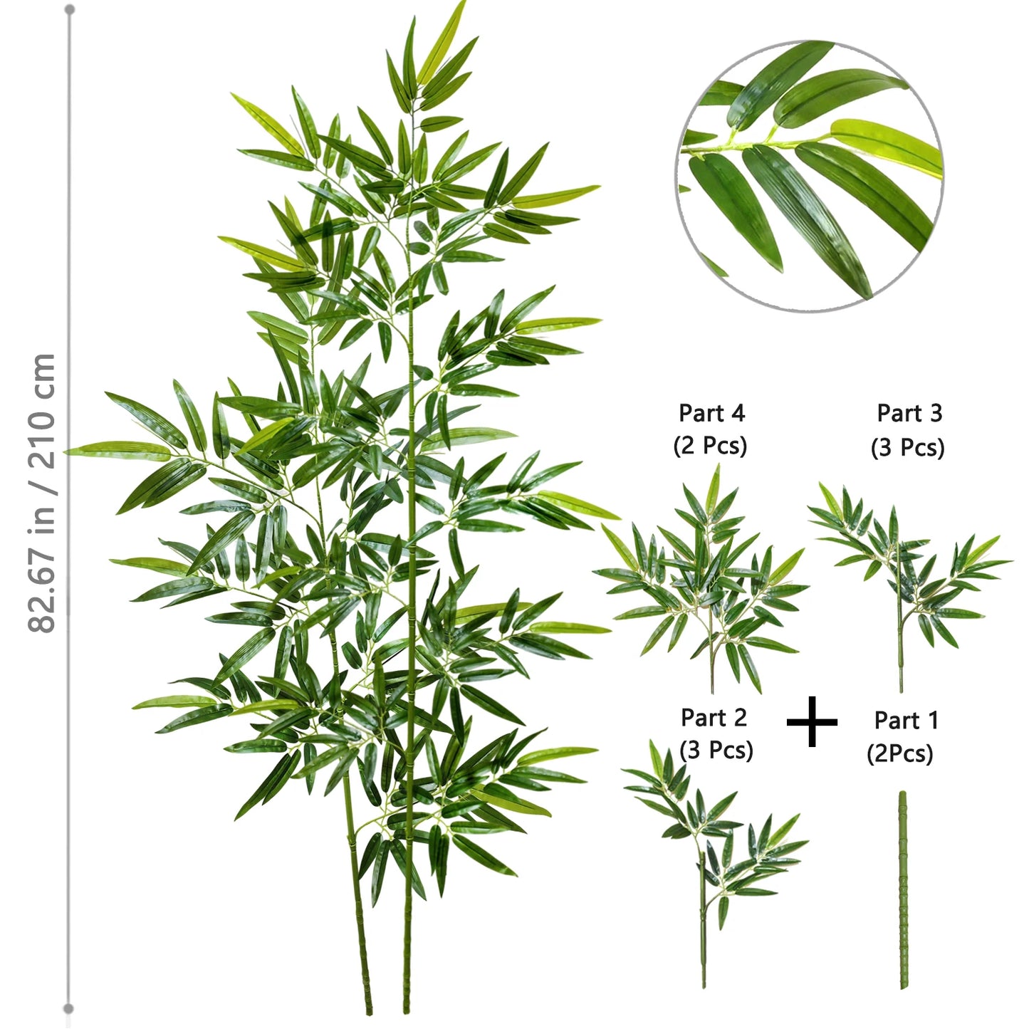 Green Silk Artificial Bamboo Branch Plant