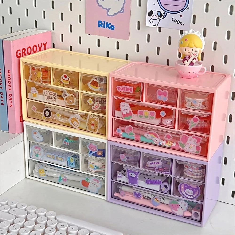 Transparent 9 Grid Desktop Office Drawer Organizer