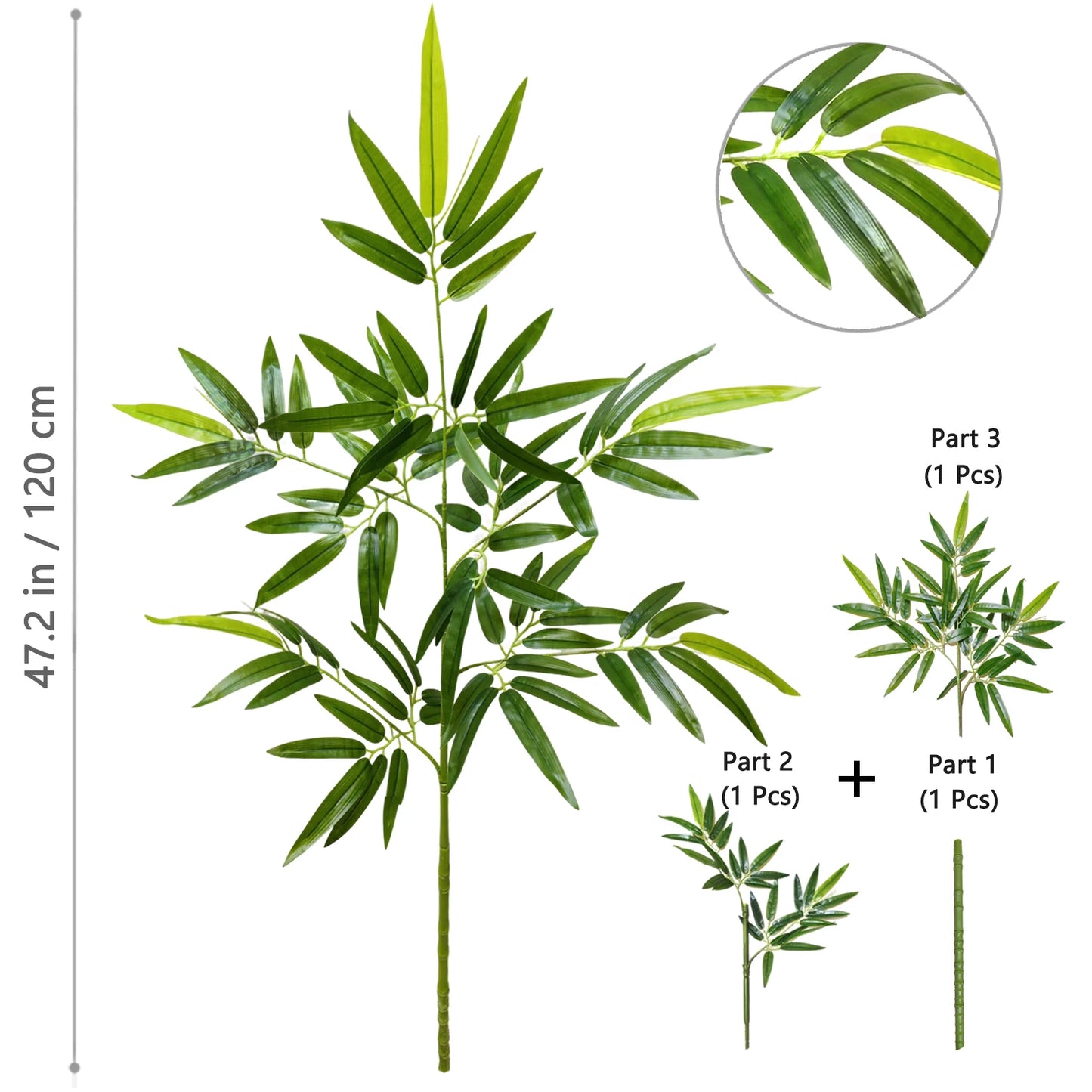 Green Silk Artificial Bamboo Branch Plant