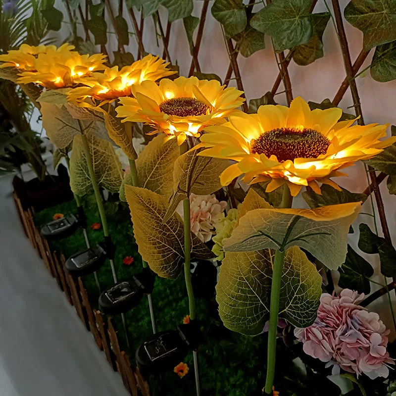 Solar Sunflower Luminaires — Elegant LED Garden Lawn Lamp with Warm Glow
