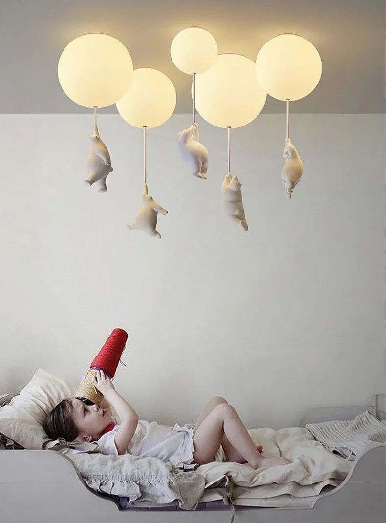 Cartoon Bear Acrylic Bedroom Ceiling Lamp