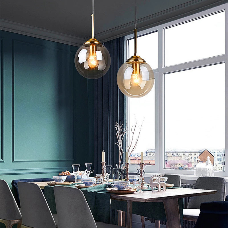 Nordic Polished Steel Glass Pendant Chandelier