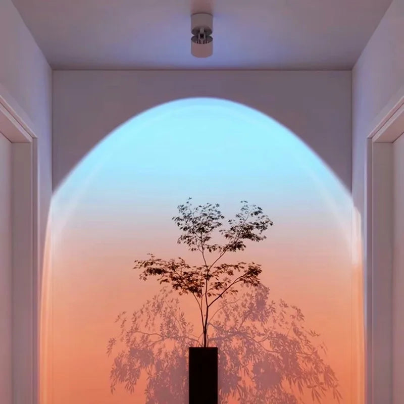LED Sunset Lamp - Adjustable Angle Ceiling Spotlight | Modern Surface Mounted Light