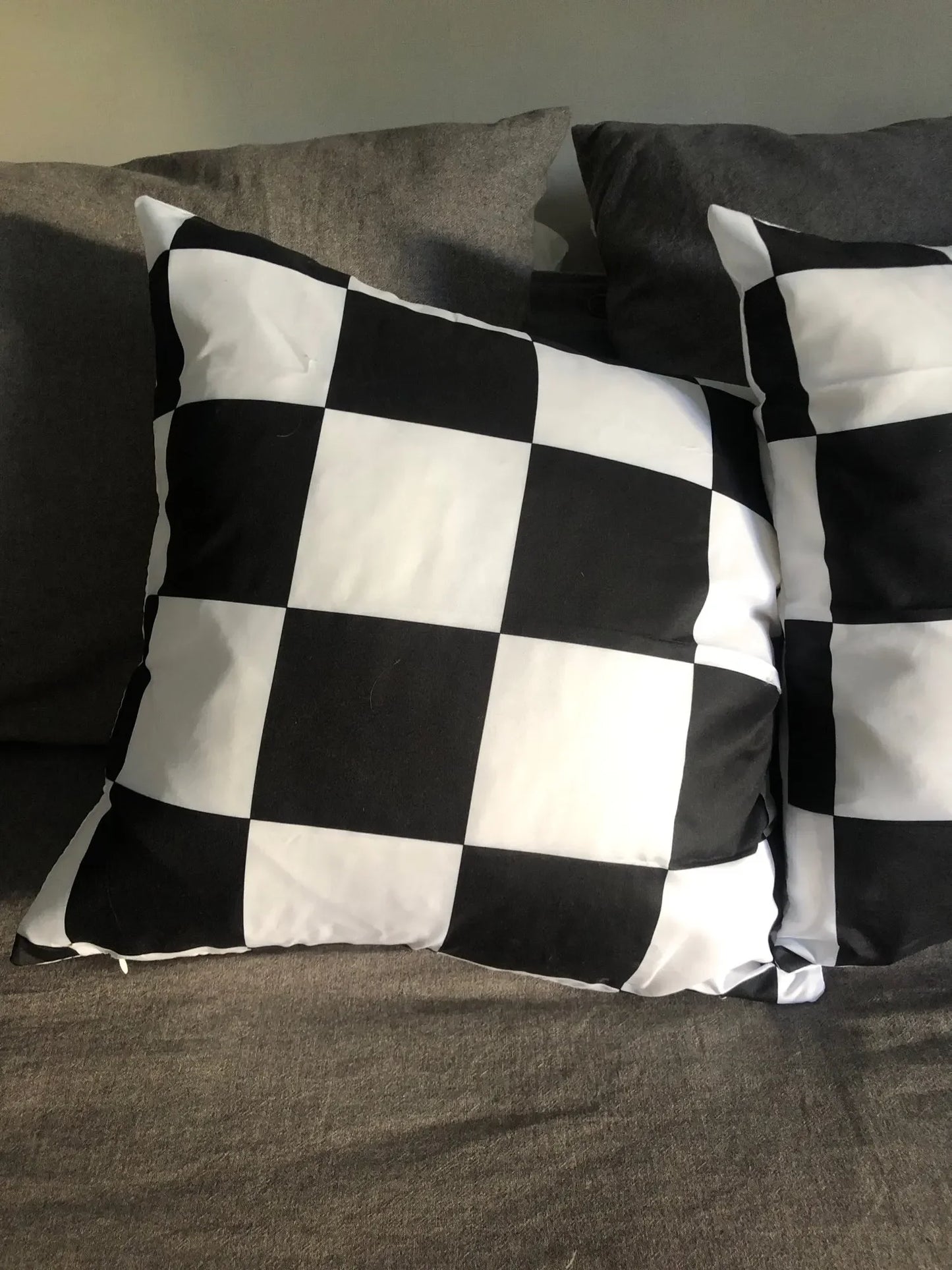 Retro Checkerboard Plaid Polyester Cushion Cover