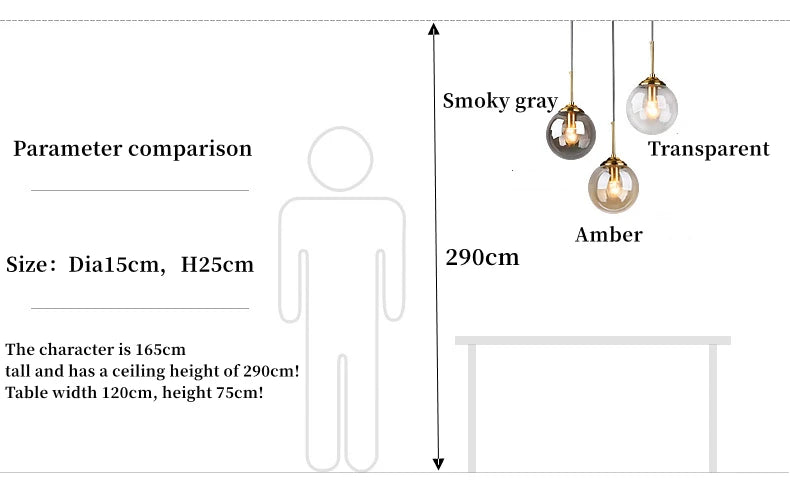 Nordic Polished Steel Glass Pendant Chandelier