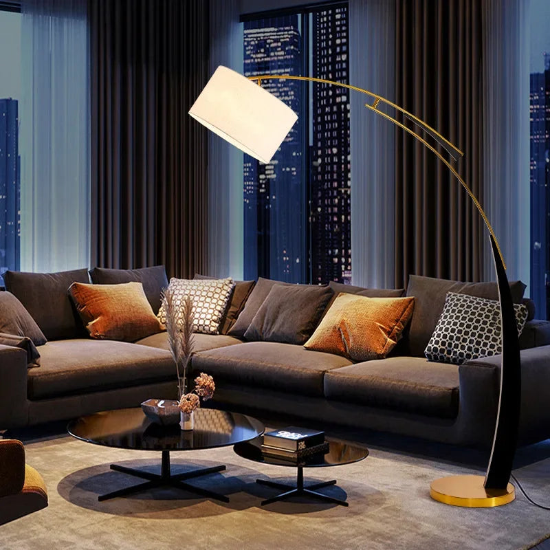 Adjustable Fabric Shade Bedside Floor Lamp