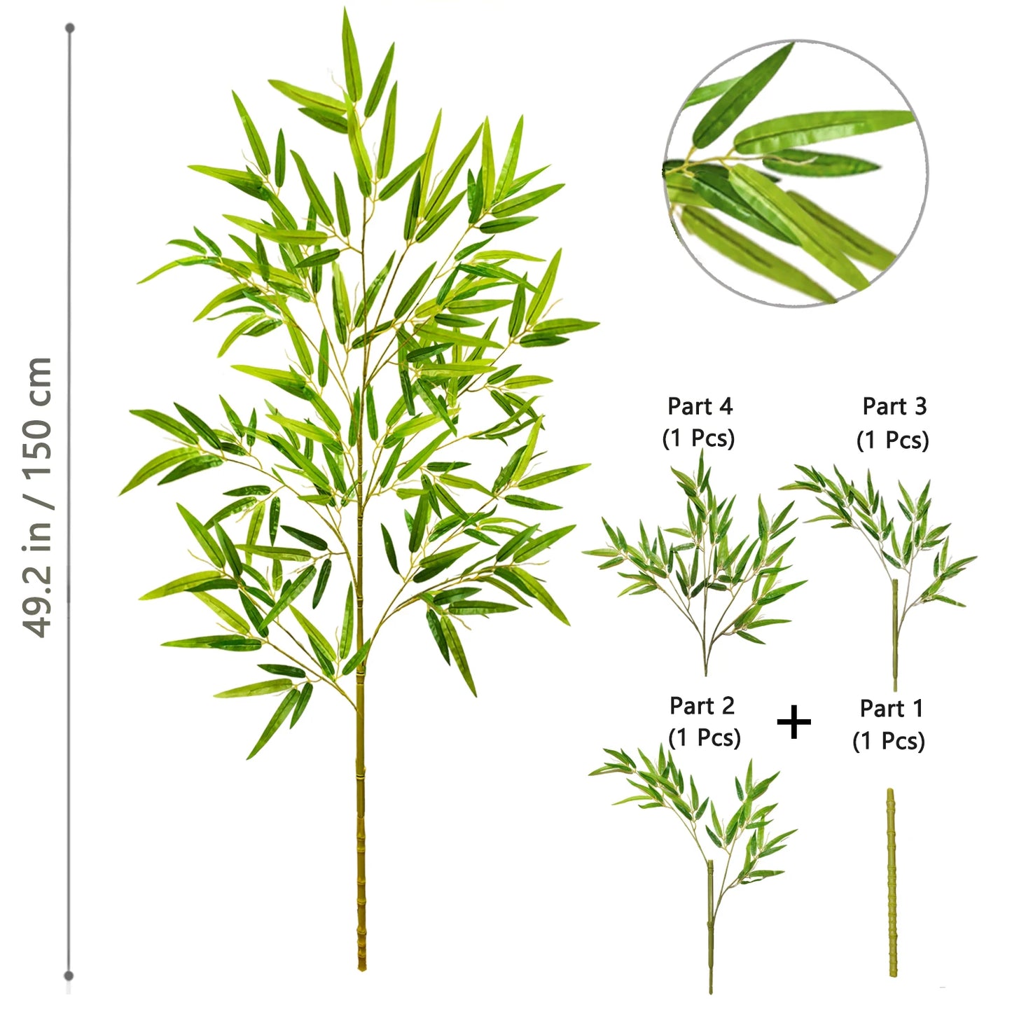 Green Silk Artificial Bamboo Branch Plant