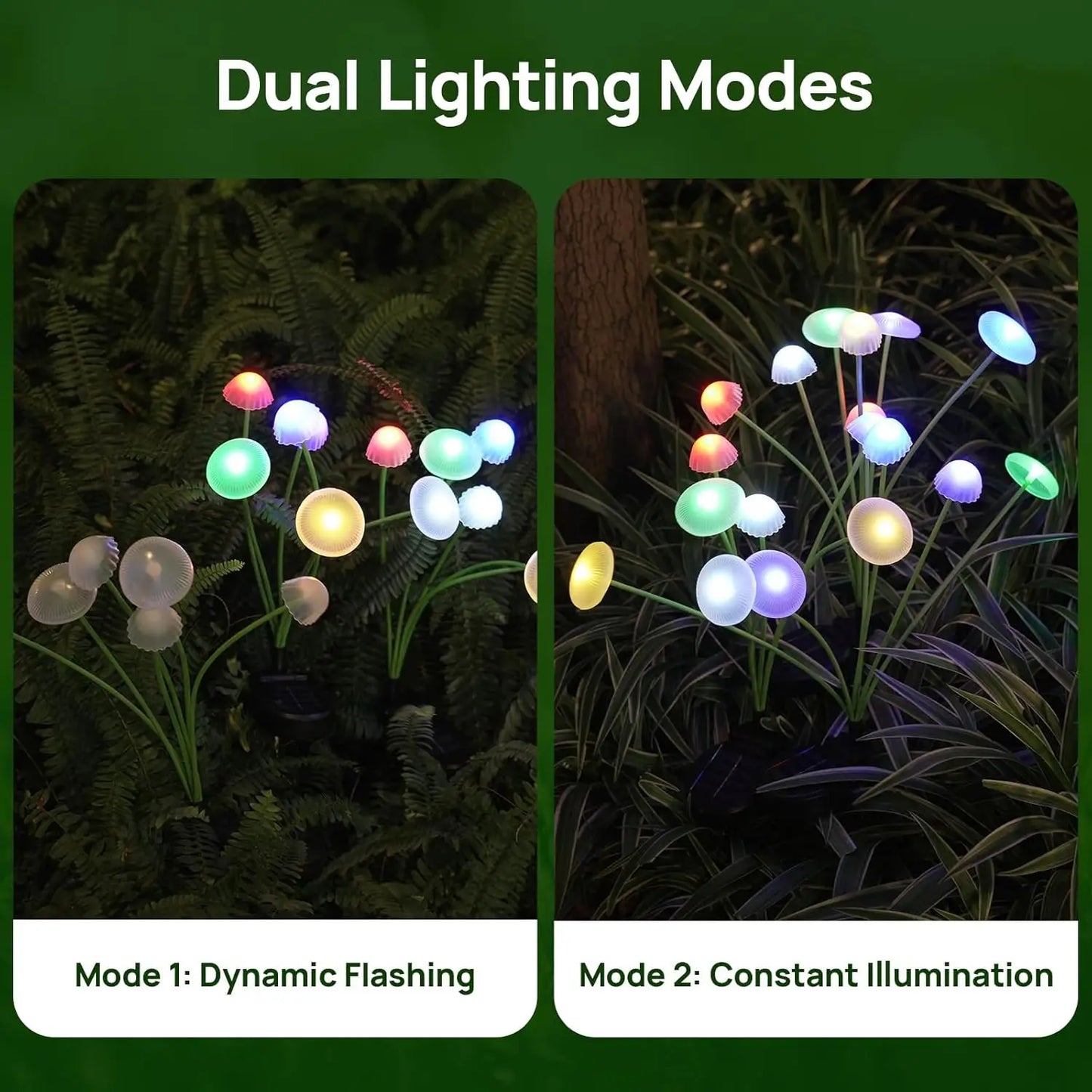 Dual Mode Solar LED Mushroom Waterproof Pathway Garden Lamp