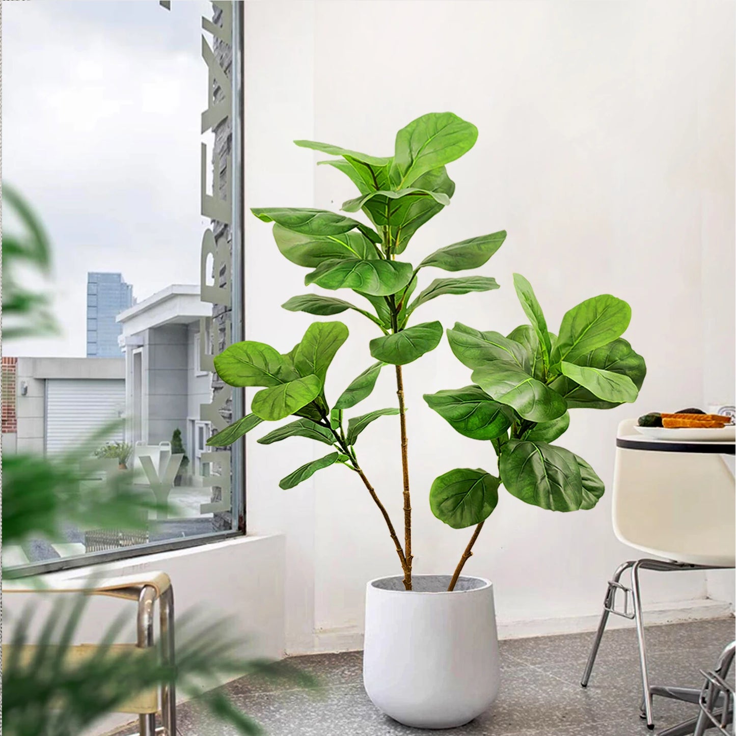 Realistic Silk Artificial Fiddle Leaf Fig Indoor Plant