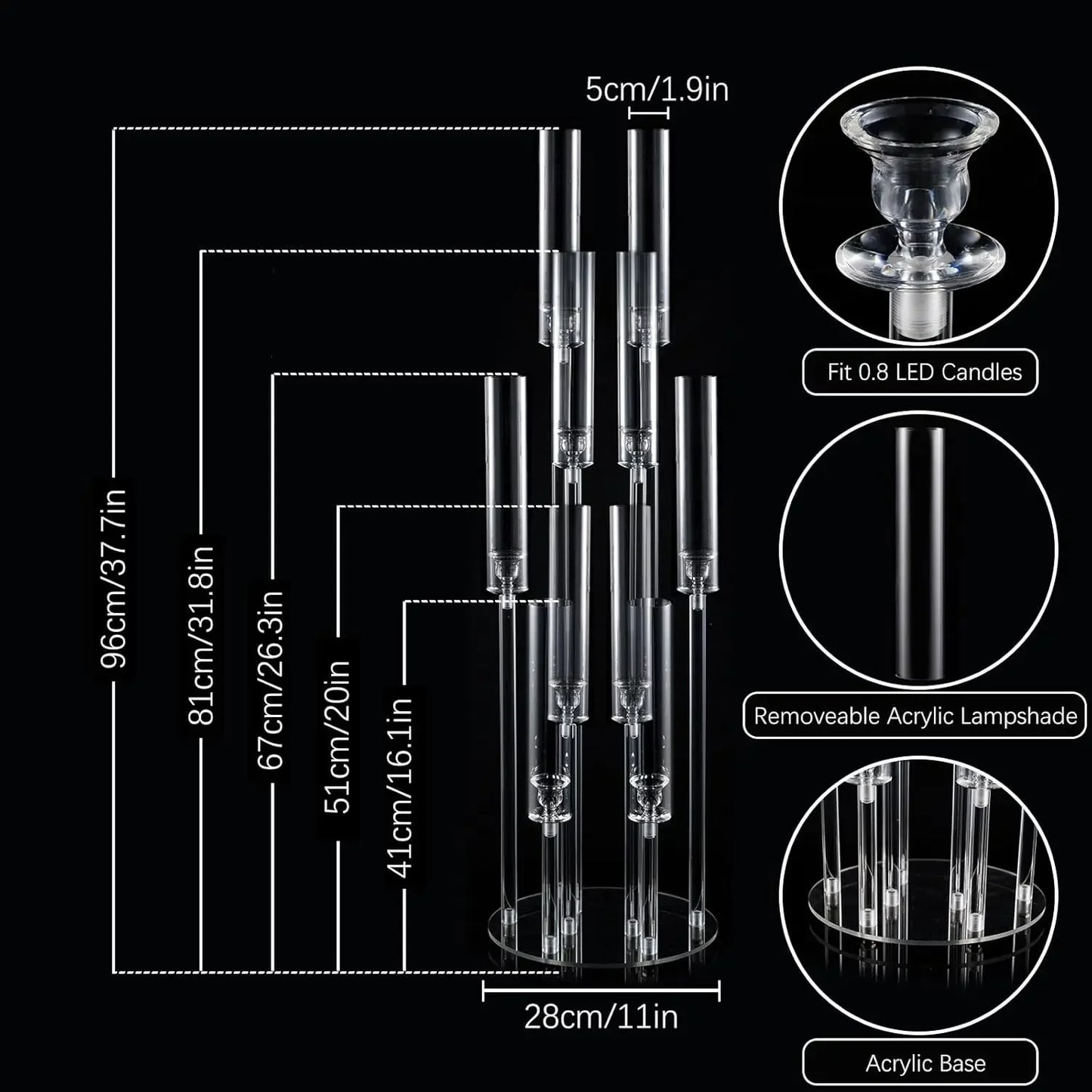 10 Arm Acrylic Candelabra Centerpiece
