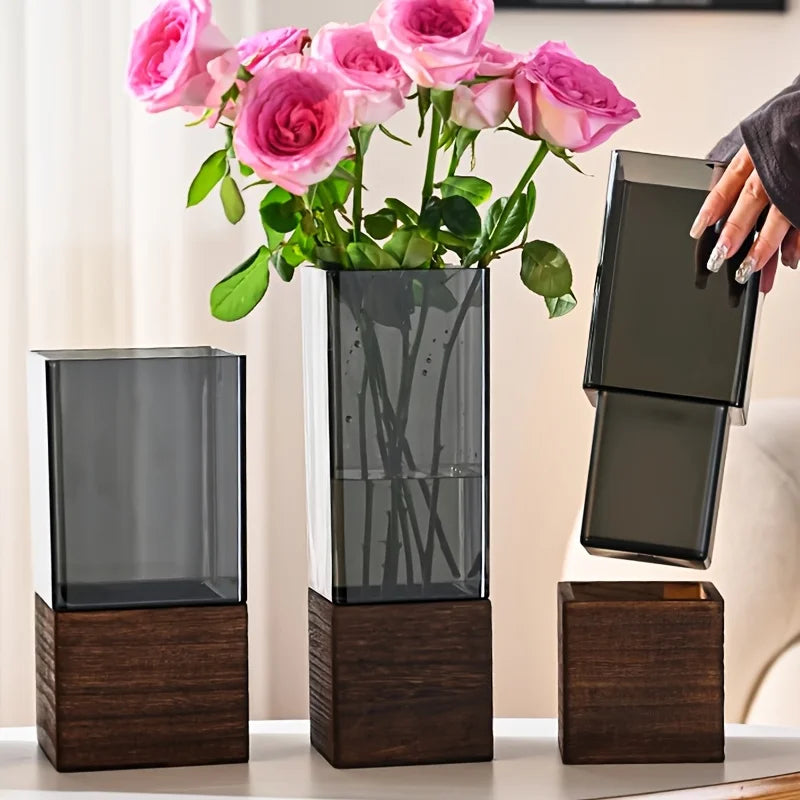 Nordic Acrylic Vessel — Elegant Lightweight Acrylic Flower Vessel with Base for Party Decoration