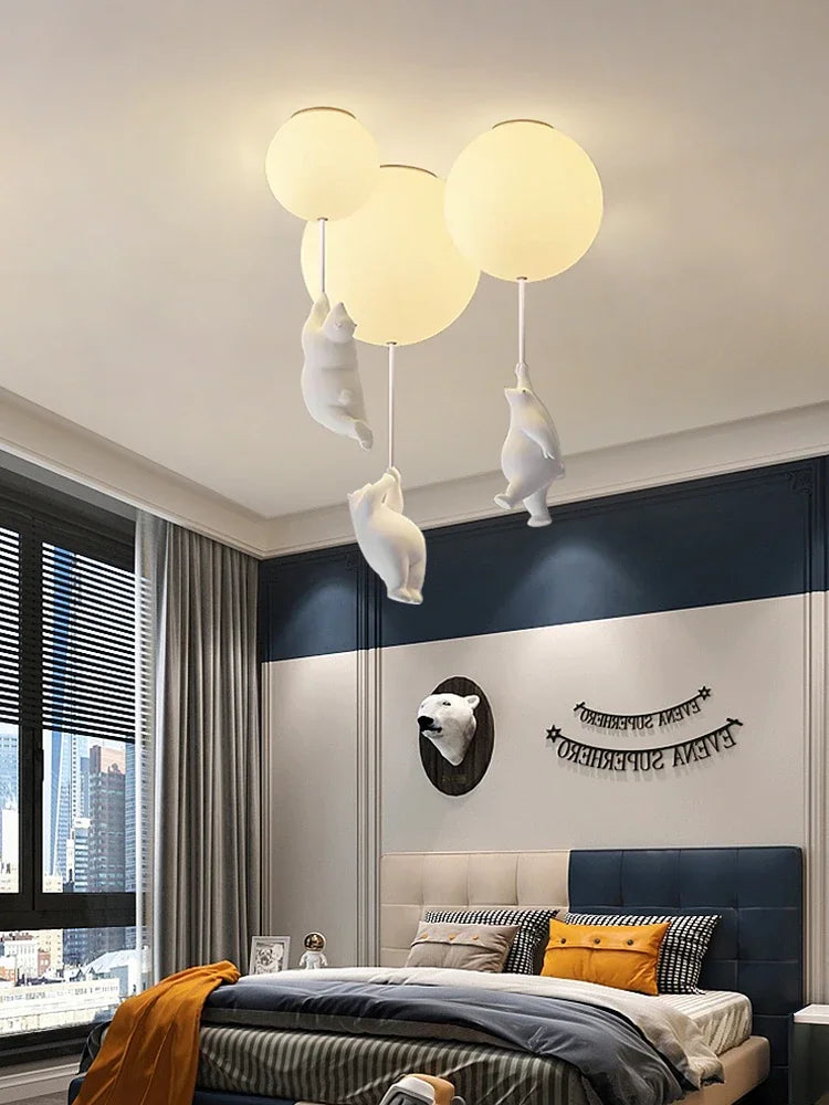 Cartoon Bear Acrylic Bedroom Ceiling Lamp