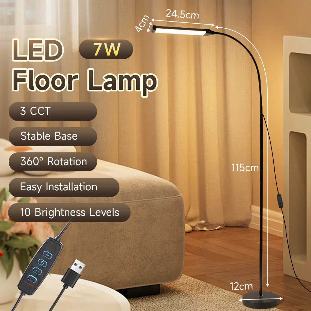 Dimmable USB Gooseneck Floor Lamp