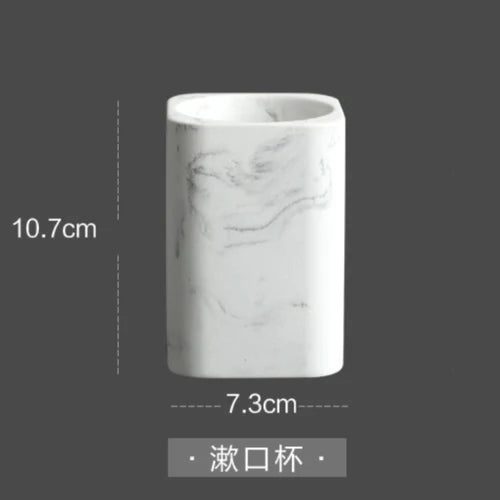 4 Piece Resin Marble Bathroom Soap Dispenser Set