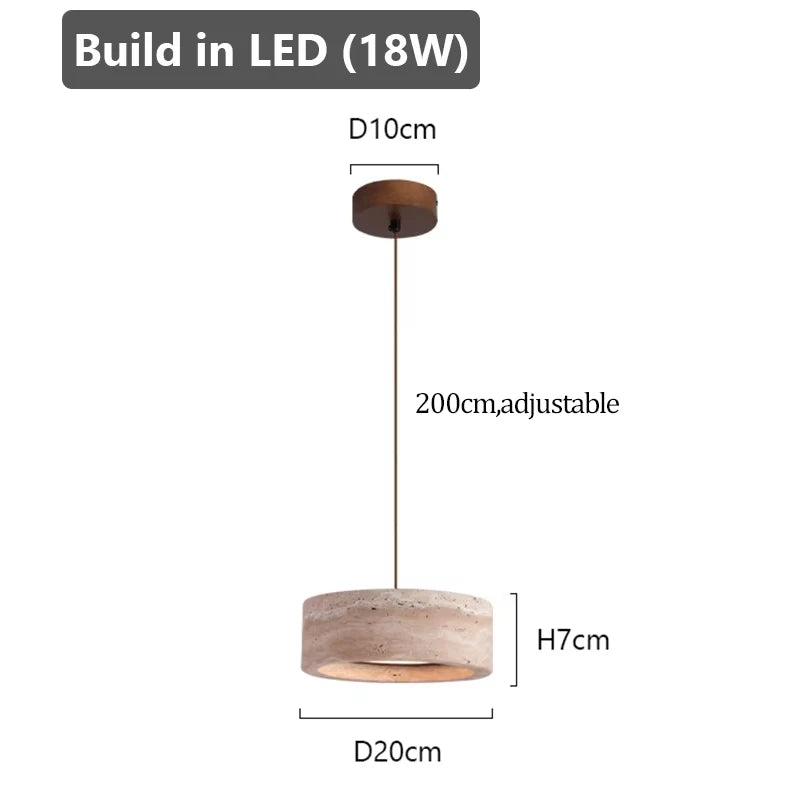 Travertine Natural Stone LED Pendant Light