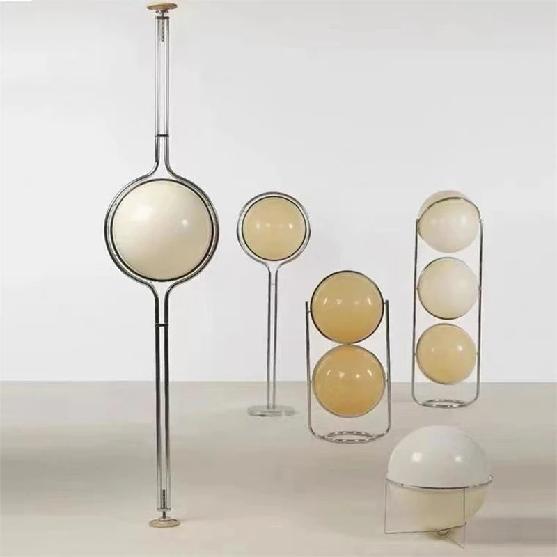 Creative E27 Floor Lamp - Modern LED Desk Lamp with Acrylic Ball Light & Metal Chrome Finish