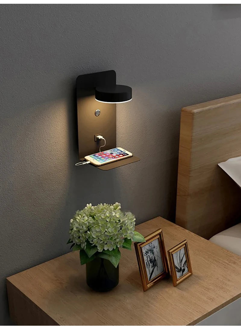 USB Charging Bedside Reading Wall Lamp