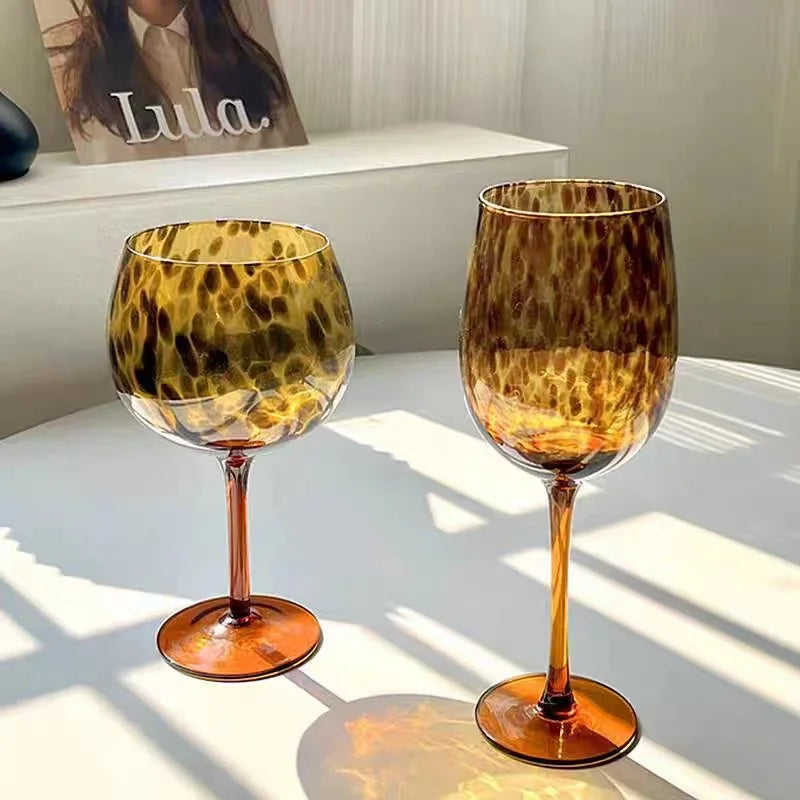 Vintage Leopard Print Crystal Cocktail Goblet
