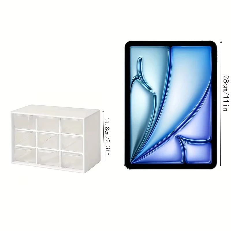 Transparent 9 Grid Desktop Office Drawer Organizer