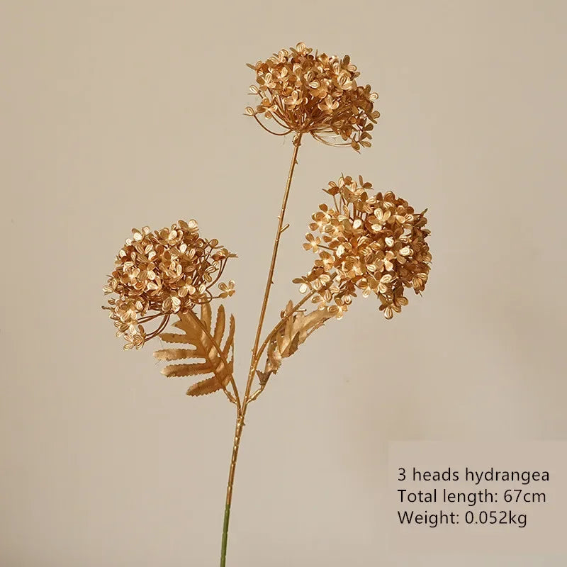 Gold Silk Rose Hydrangea Artificial Flower Arrangement