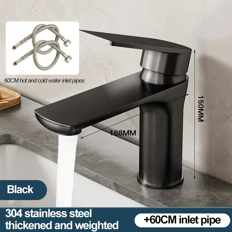 Ceramic Valve Single Hole Stainless Steel Basin Faucet