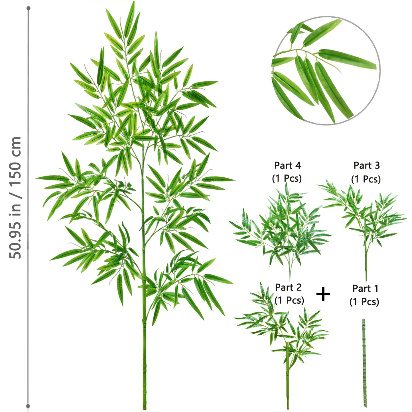 Green Silk Artificial Bamboo Branch Plant