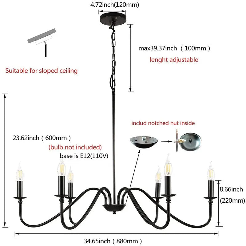 Retro Black Gold Loft Chandelier