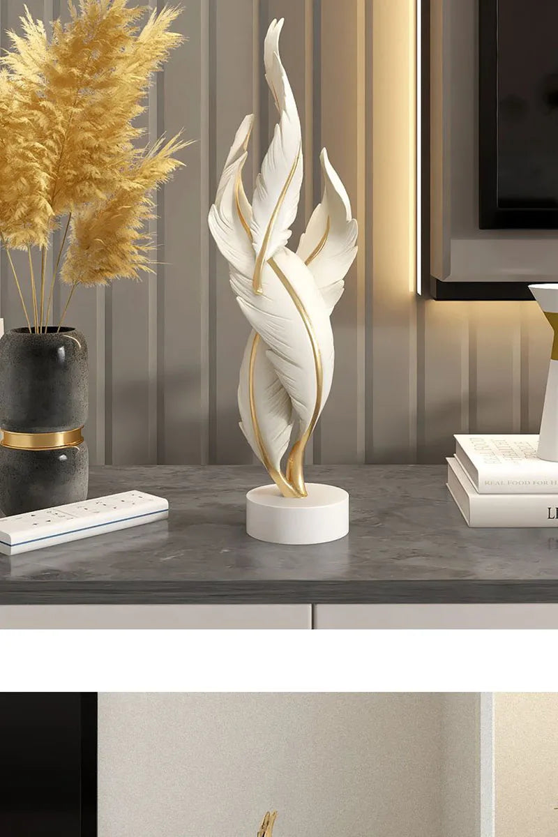 Modern Creative Feather Resin Desktop Sculpture