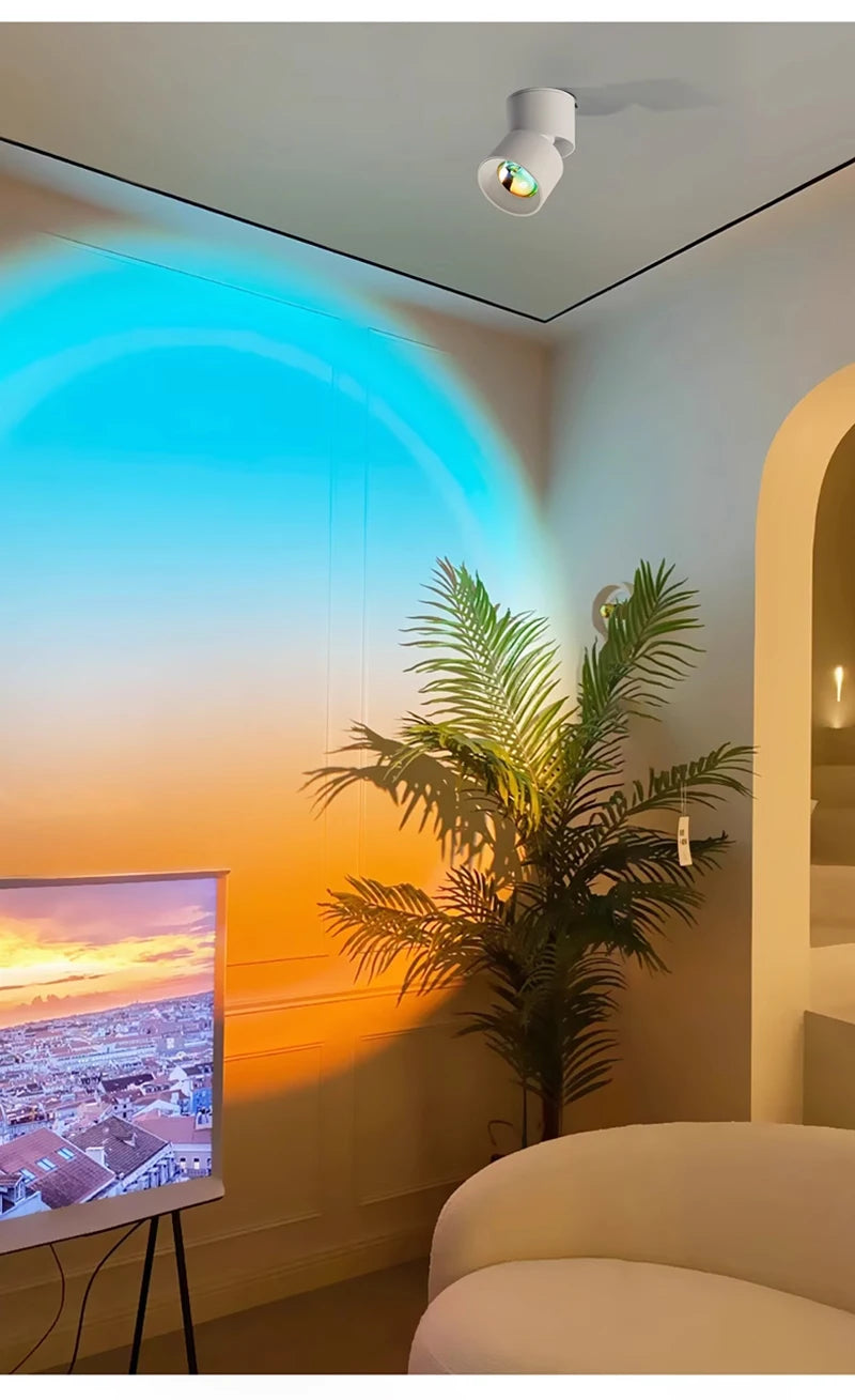 LED Sunset Lamp - Adjustable Angle Ceiling Spotlight | Modern Surface Mounted Light