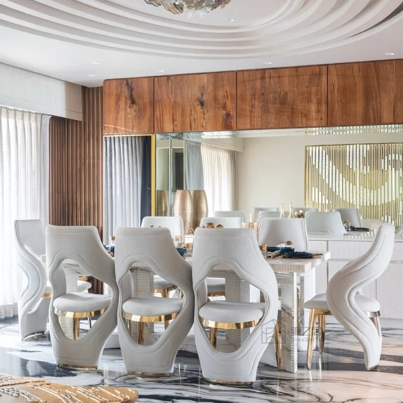 Modern Stainless Steel Cushioned Luxury Dining Chair