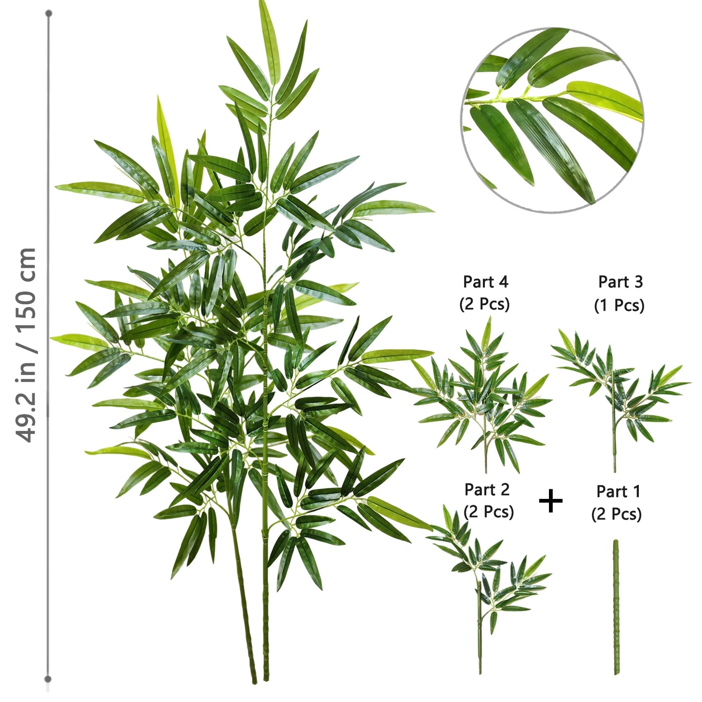 Green Silk Artificial Bamboo Branch Plant