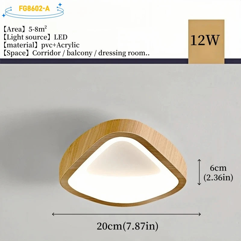 Nordic Minimalist Wood Grain Surface Mounted Ceiling Lamp