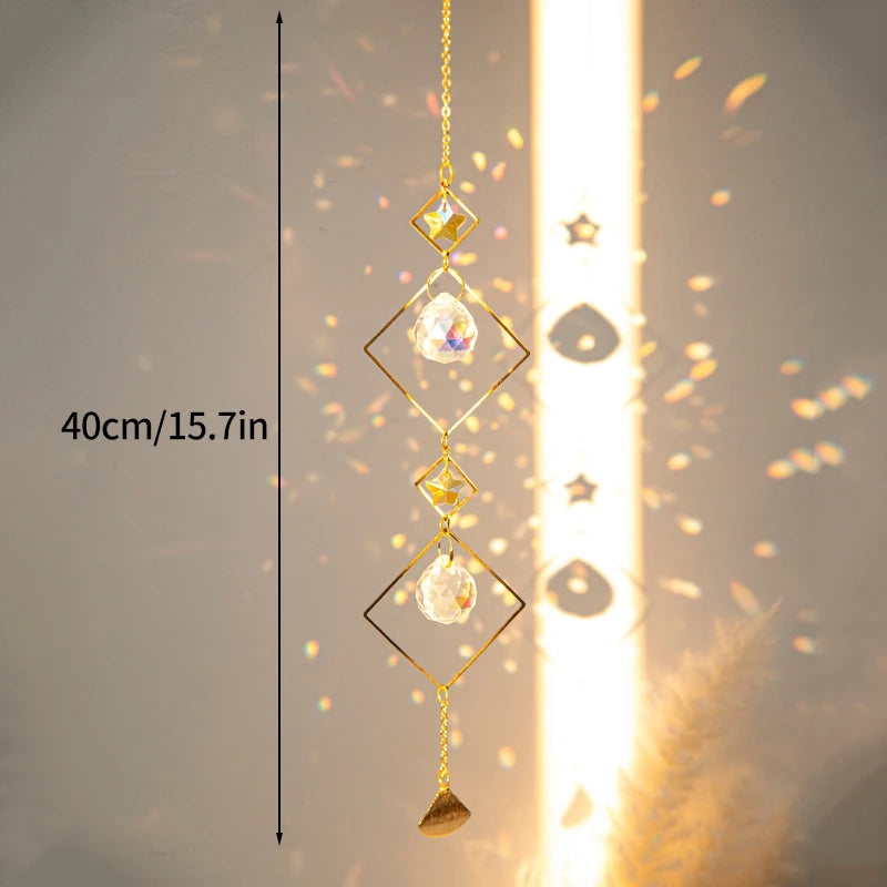 Crystal Moon Star Rainbow Suncatcher Wind Chime
