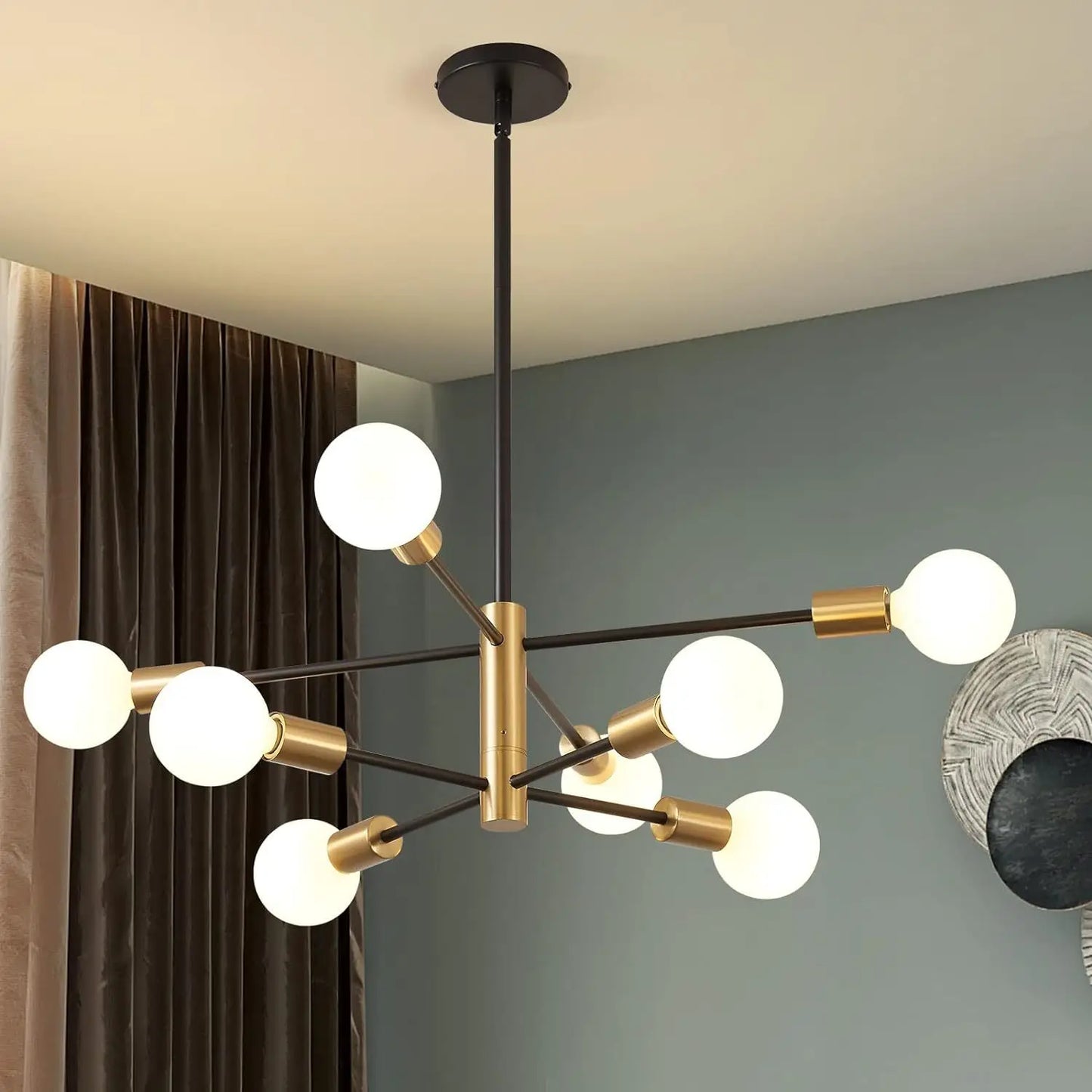 Black Gold Iron Multi Arm Ceiling Chandelier