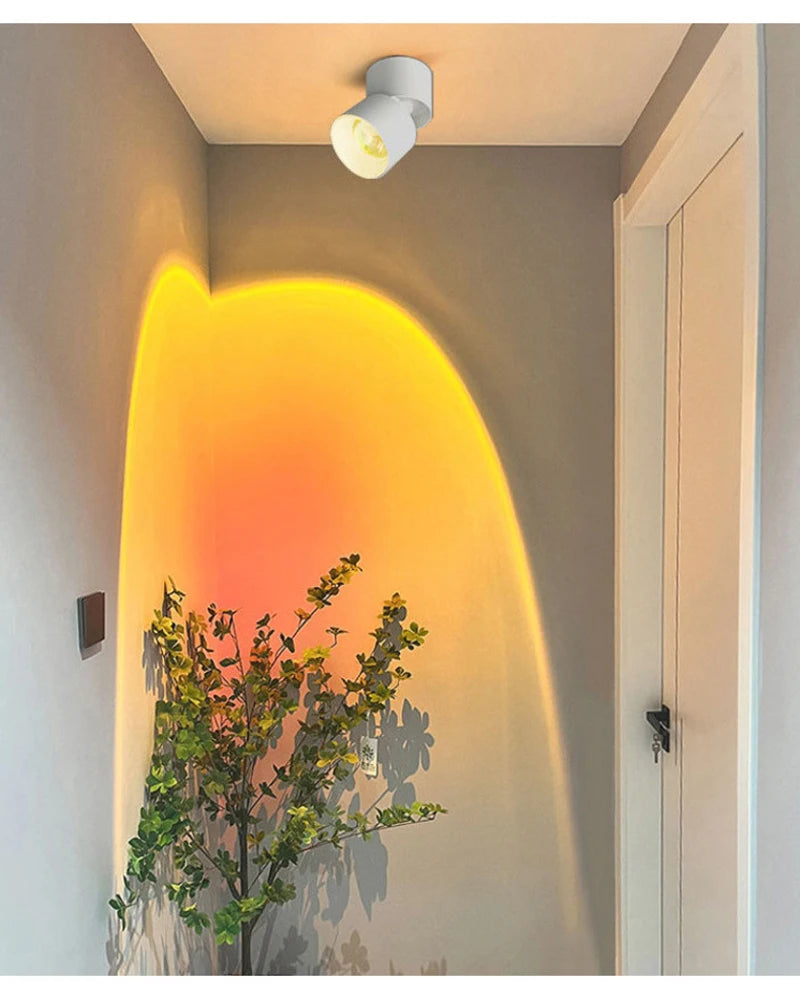 LED Sunset Lamp - Adjustable Angle Ceiling Spotlight | Modern Surface Mounted Light