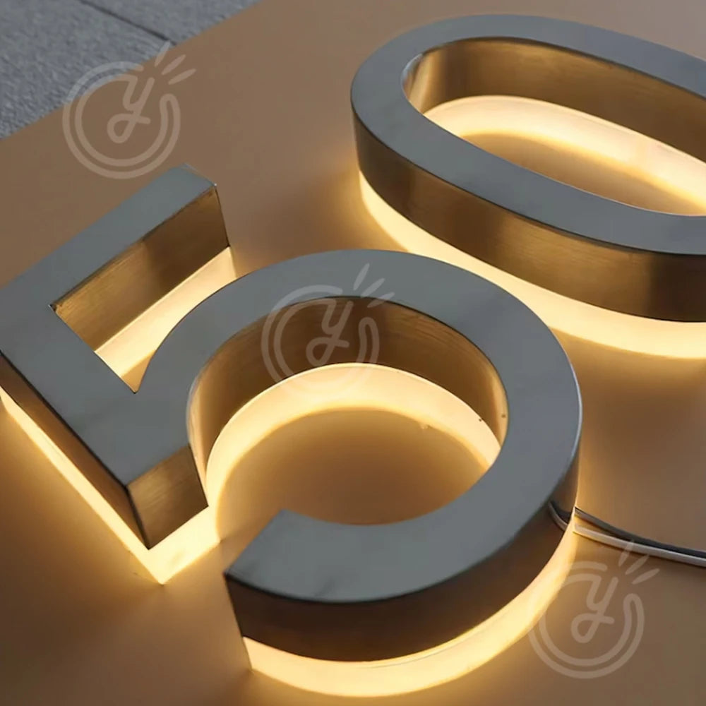 3D Backlit LED Custom Outdoor Metal House Number Sign