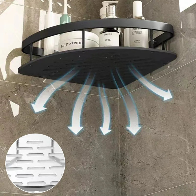 No Drill Corner Shower Waterproof Metal Storage Shelf
