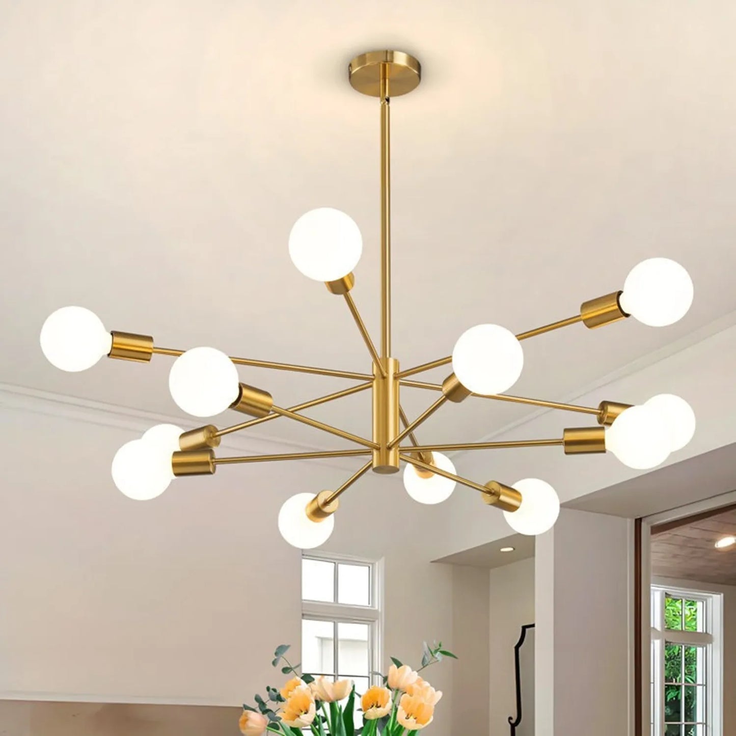Black Gold Iron Multi Arm Ceiling Chandelier