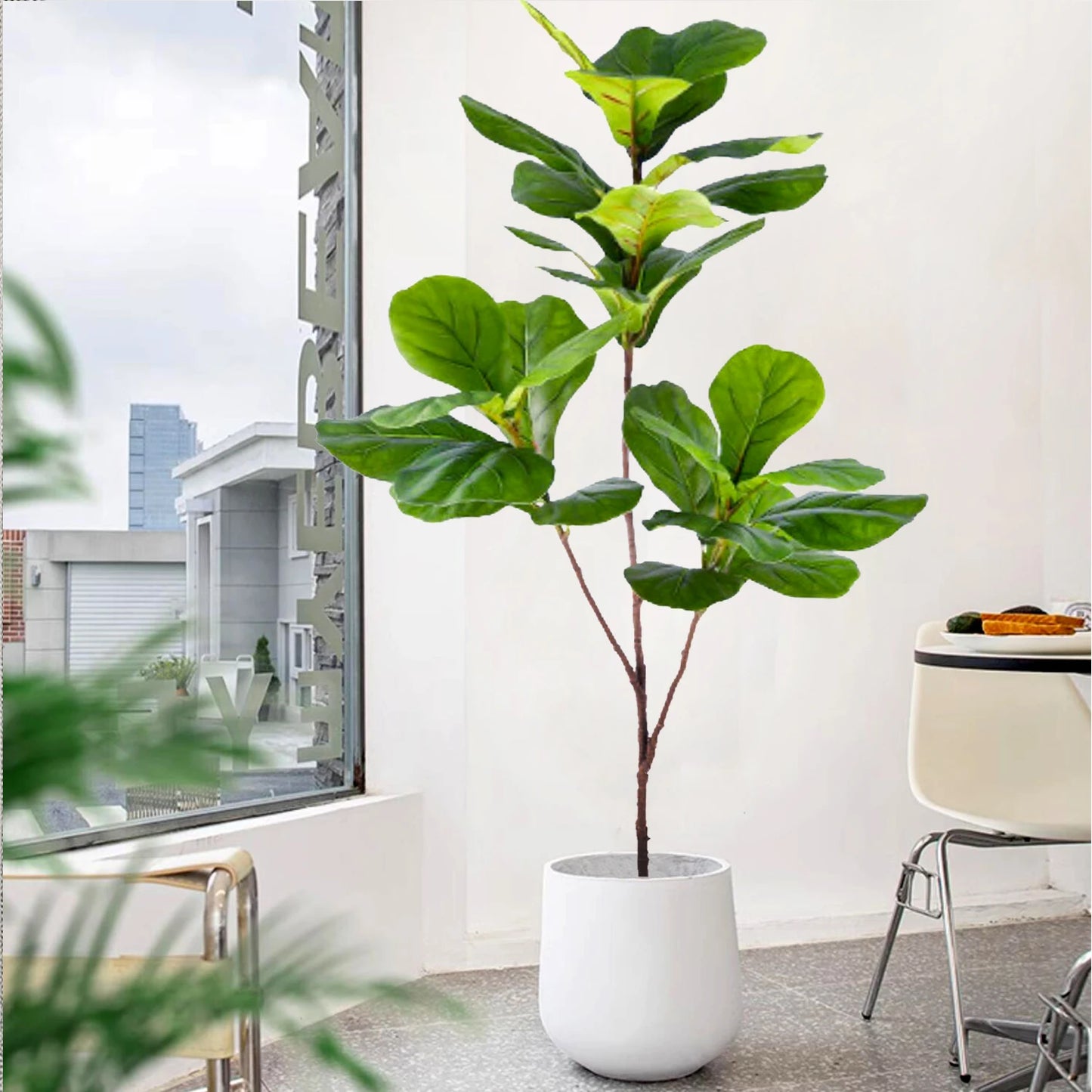 Realistic Silk Artificial Fiddle Leaf Fig Indoor Plant