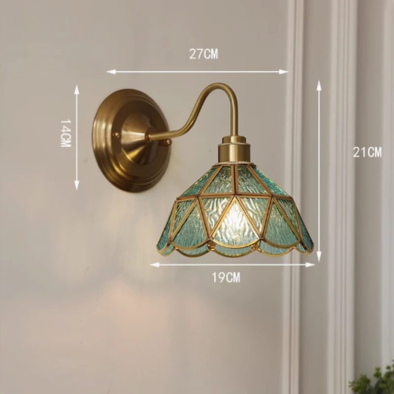Retro Copper Tiffany Stained Glass Wall Lamp