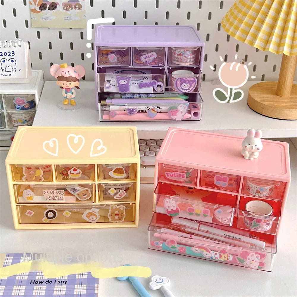 Transparent 9 Grid Desktop Office Drawer Organizer