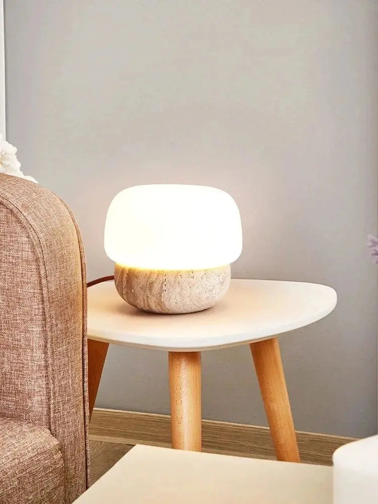 Travertine Mushroom Shaped LED Floor Lamp