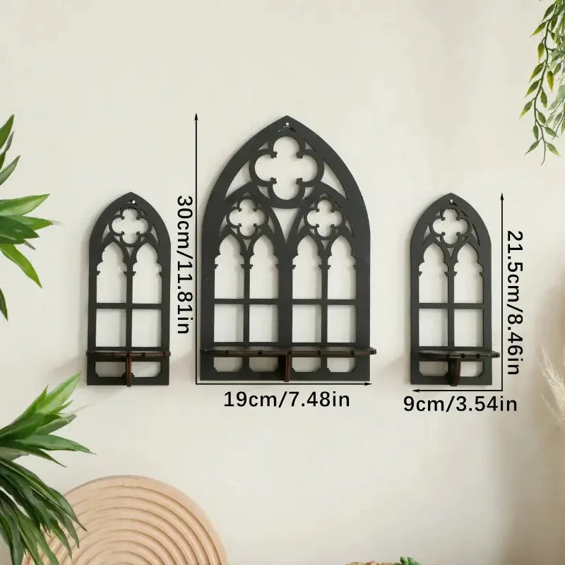 Bohemian Wooden Crystal Gothic Display Shelf