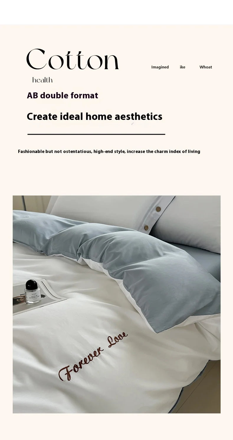 100% Cotton Two Tone Soft Skin Friendly Duvet Cover Set