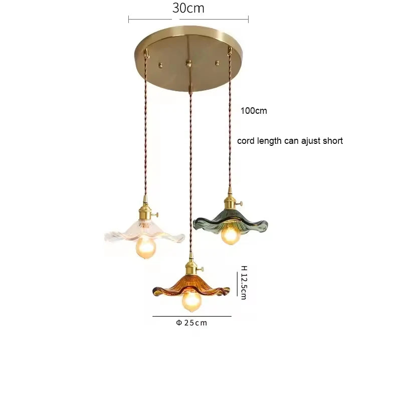 Copper Colorful Glass Ceiling Pendant Lamp