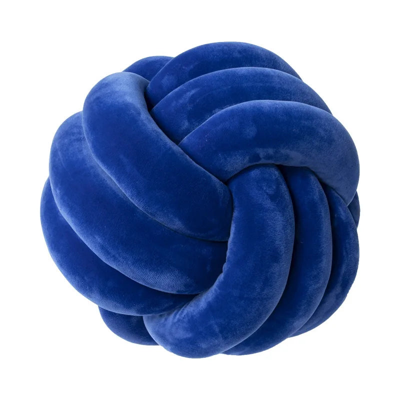 Handmade Velvet Knot Ball Round Decorative Throw Pillow